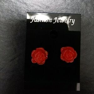 Red rose fashion earrings